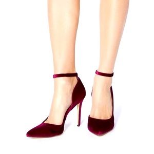 JUSTFAB Burgundy Velvet Pump Wide Width (Wanda)